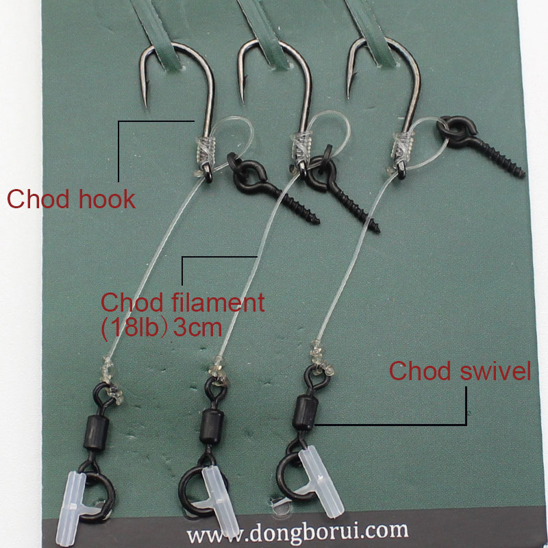 1pack carp fishing tackle with filament 18lb fishing line/boilies screw small rig/fishing hook6/8/10 pop up chod rigs