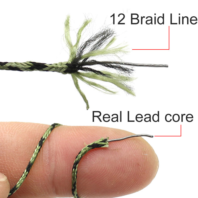 100cm Camo Fluorocarbon Carp Fishing Lines With Telflon Hooklink Lead Clips 12 Braided Leader Line Hair Rig Fishing Tackle