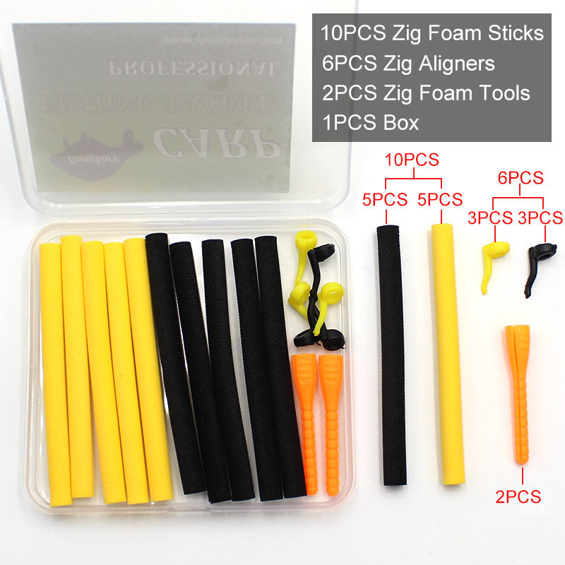 19PCS Carp Fishing Baits Kit Accessories EVA Floating Boilies Zig Aligna Foam Sticks With Zig Rig Fishing Method Feeder Tools