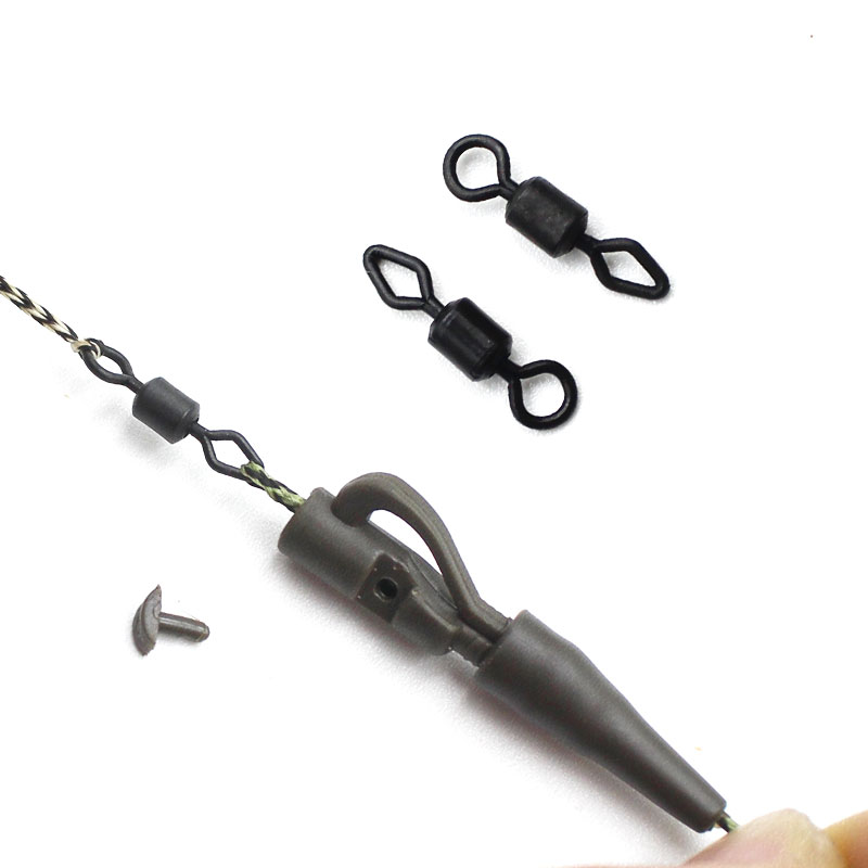 Diamond Eye Rolling Swivel High-Carbon Steel Clip Carp Rig Ring Swivel Size 8 Matt Black Chod Rig Carp Fishing Accessories