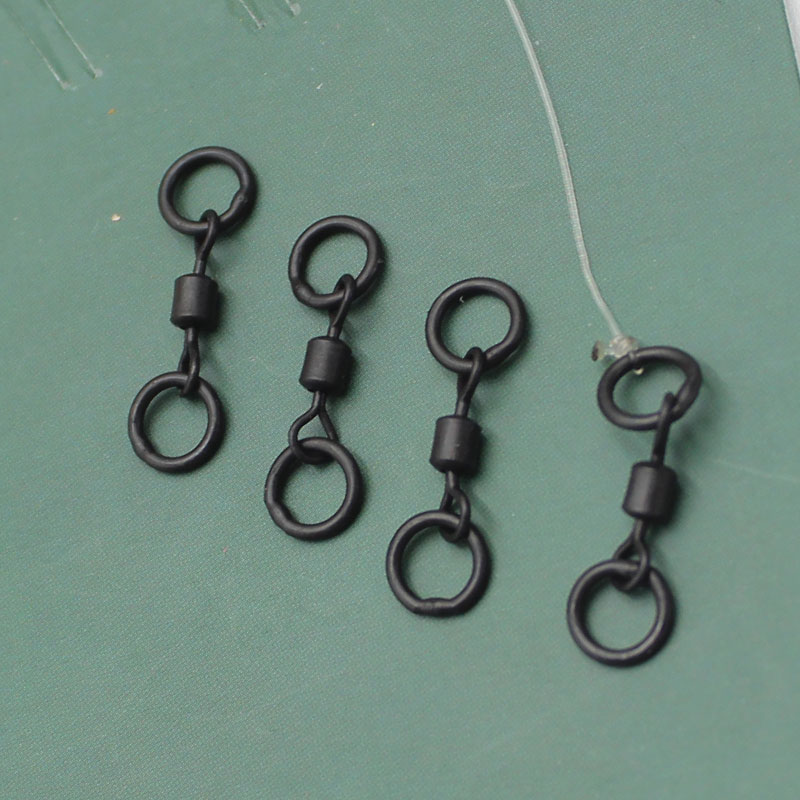 Carp Fishing Accessories High Carbon Steel Double Swivel Rig Rings Ball Bearing Rolling Swivel Size 11 Clip Swivel Rigs