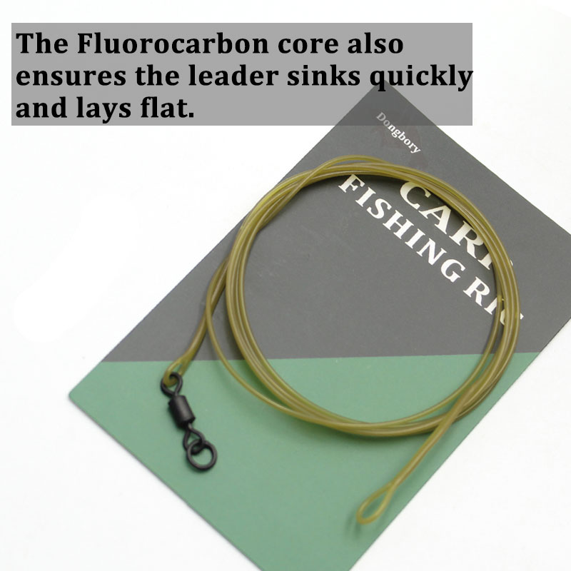 100cm Carp Fishing Fluorocarbon Line Line Group For Hair Rig Sinking Carbon Line With Ring Swivels Carp Line Carp Fishing Tackle