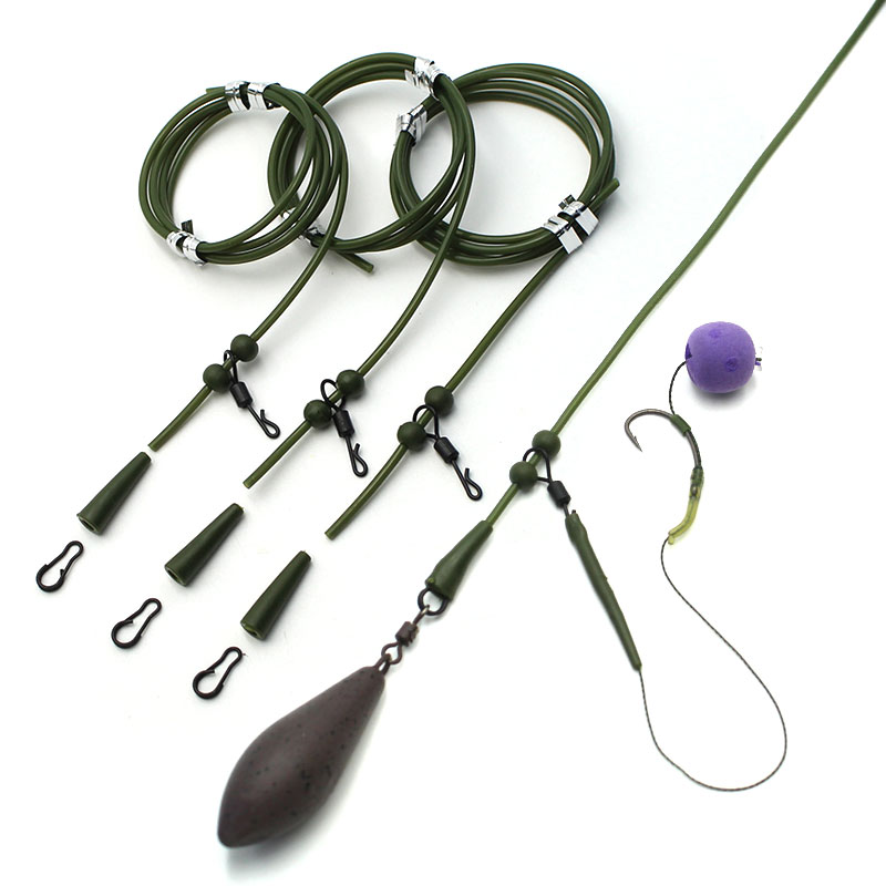 3PCS Carp Fishing Accessories Kit Hair Rigs Carp Rube Anti Tangle Sleeve Helicopter Bead Quick Change Swivels For Carp Fishing