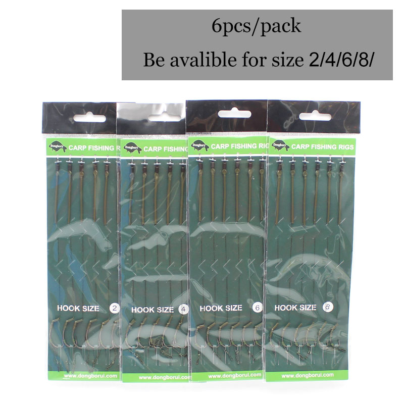 6pcs Pop Up Ready Made Carp Rig For Fishing Carp Fishing Hook Hair Rig Rolling Swivels Ring Barbed Hook Fishing Line Carp Tackle
