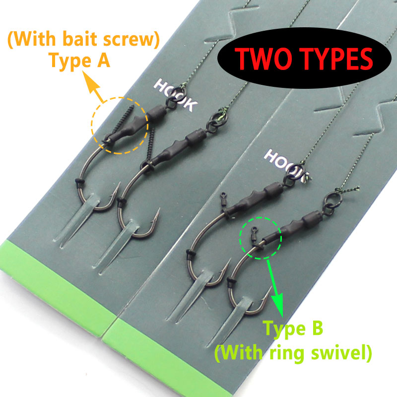 Carp Fishing Ready Tied Hair Chod Rigs PTFE Coated Carp Fishing Hook QC Swivel Ronnie Rig Hooklink For Carp Tackle Accessories