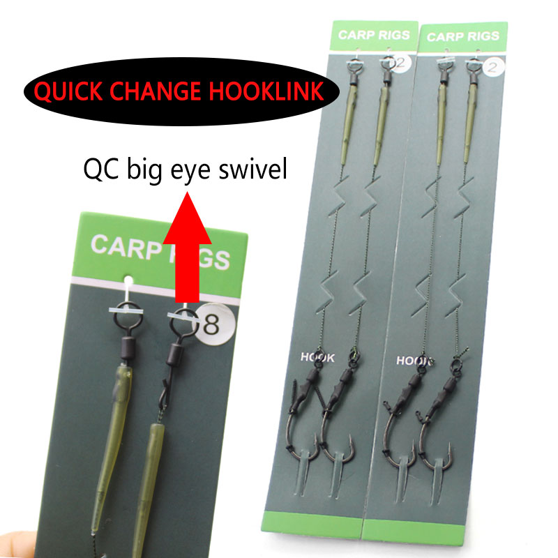 Carp Fishing Ready Tied Hair Chod Rigs PTFE Coated Carp Fishing Hook QC Swivel Ronnie Rig Hooklink For Carp Tackle Accessories