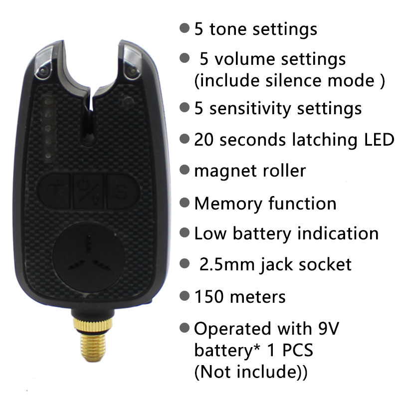 Carp Fishing Bite Alarm LED Illuminated Indicator With Receiver Control Accessories Box