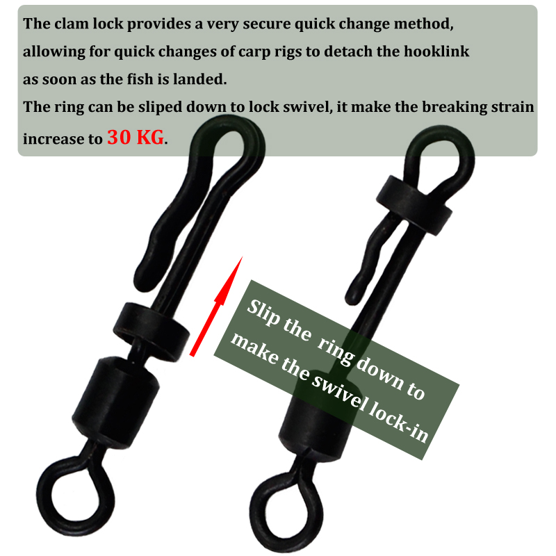Carp Fishing Accessories Clam Lock Quick Change Swivels with 8