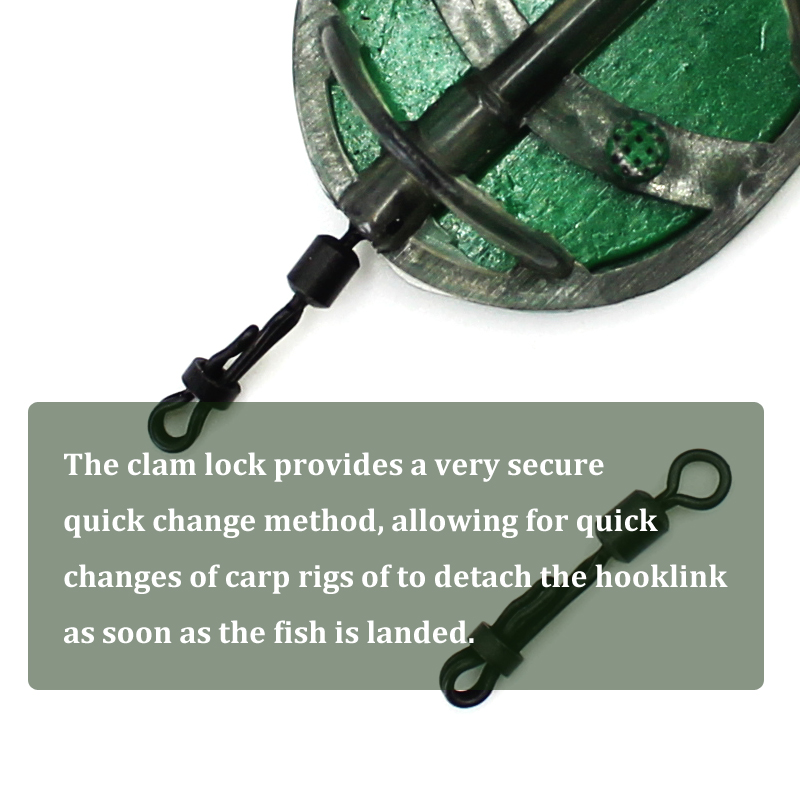 thumbnail image 2 of Quick Change Clam Lock Swivels Size 8 - 60lb Breaking Strain, Matt Black For Carp Rigs 2 of 6