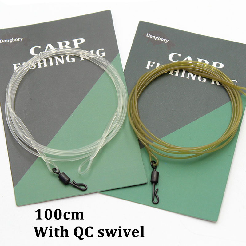 100cm Carp Fishing Fluorocarbon Line Line Group For Hair Rig Sinking Carbon Line With QC Swivels Carp Line Carp Fishing Tackle