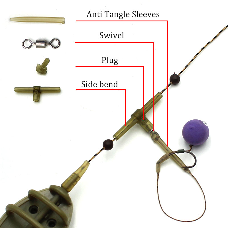 Carp Fishing Accessories Anti Tangle Sleeves Side Bend With Swivel Carp Hook Link Helicopter Rig For Fish Tackle Equipment