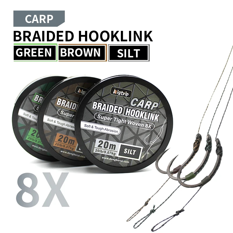 Carp  Fishing  Braided  Hooklink Super  Tight  Woven  8X Carp  Coarse  Fishing  Line  For  Rigs