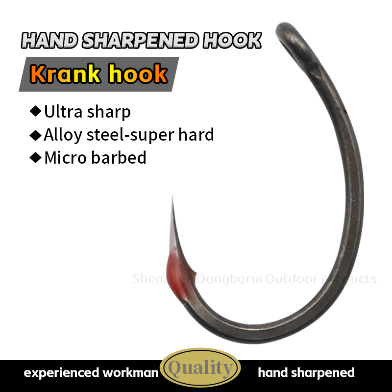 Hand- Sharpened KRANK HOOK X Alloy Steel PTFE Coating Reversed Wide Gape Carp Fishing Hook