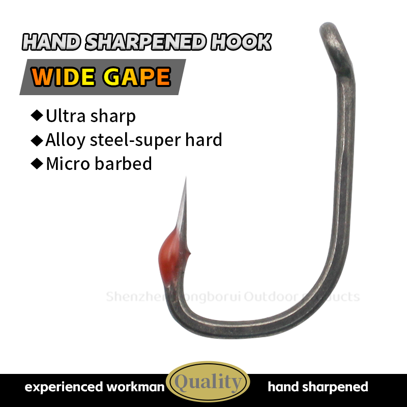 Hand- Sharpened Wide Gape Straight (X) Alloy Steel PTFE Coating Carp Fishing Hook