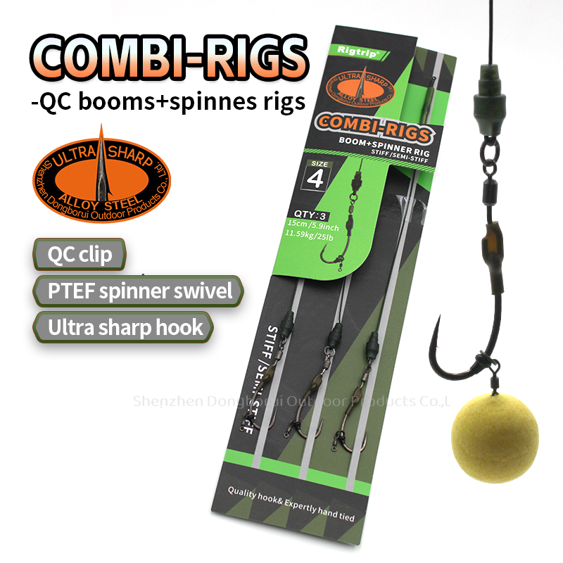 Combi Spinner Rig Boom CURVE SHANK  Hook Carp Fishing Ready Made Rig